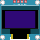 OLED 显示屏模块，四个针脚：GND、VDD、SCK、SDA