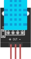 DHT11 温湿度传感器，三个针脚：+、OUT、−